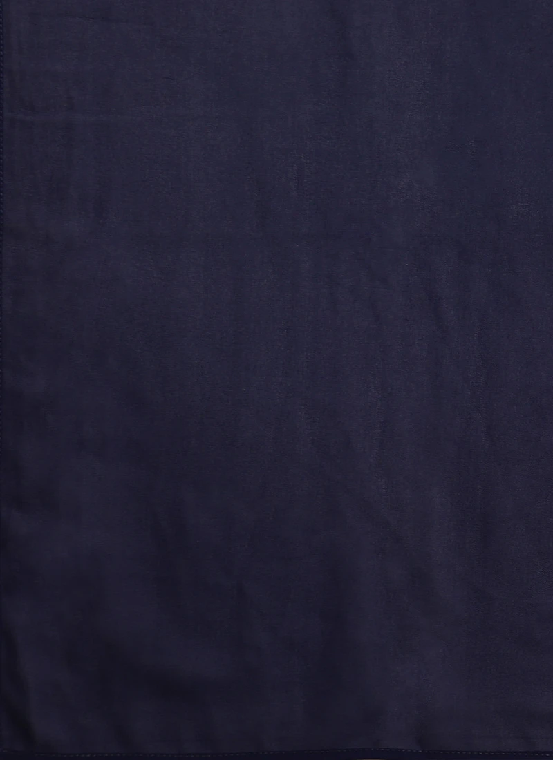 Navy Blue Georgette Pleated Ruffle Saree Festive Wear 7 Navy Blue Georgette Pleated Ruffle Saree Festive Wear - Image 7