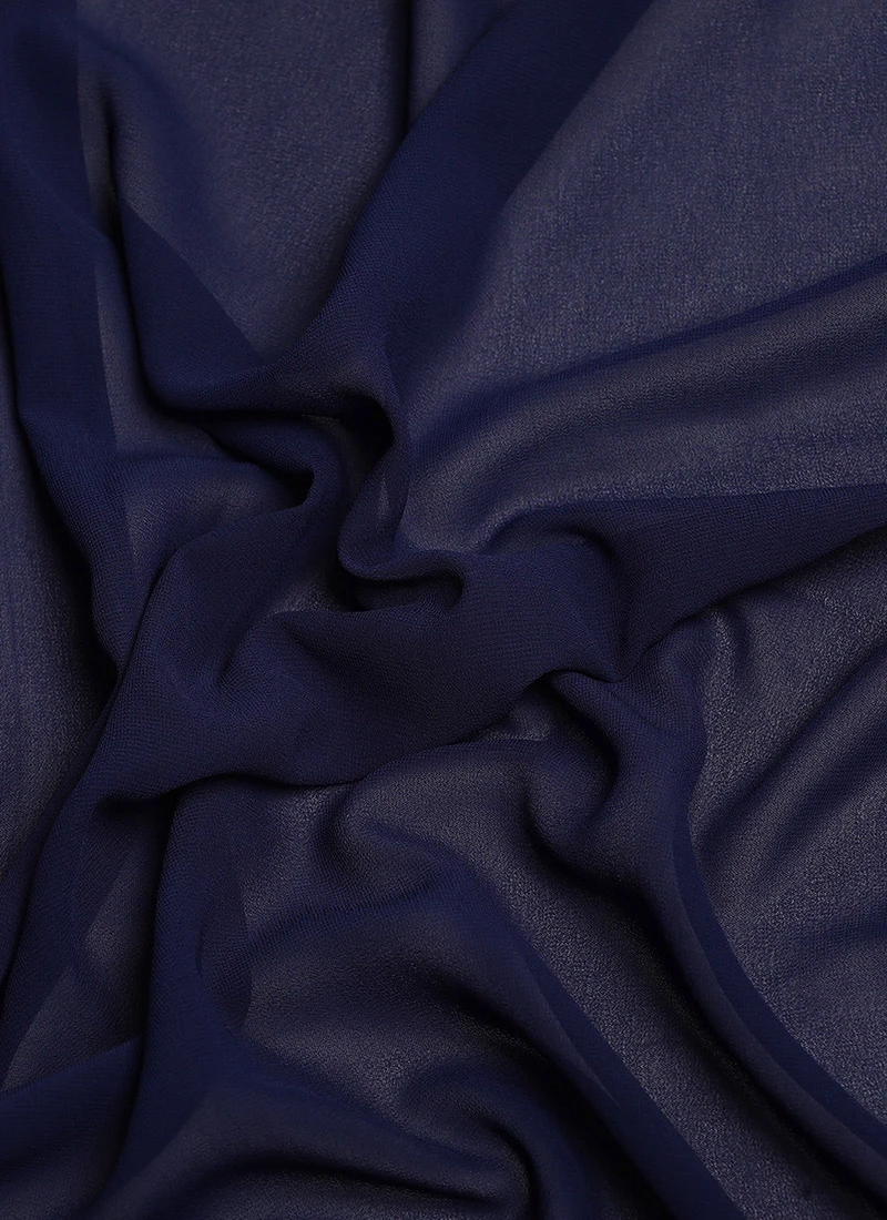 Navy Blue Georgette Pleated Ruffle Saree Festive Wear 8 Navy Blue Georgette Pleated Ruffle Saree Festive Wear - Image 8