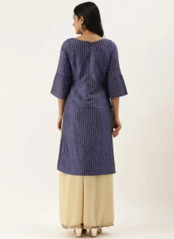 Navy Blue N Beige A Line Kurta Palazzo Set Festive Wear -C Bazaar Shop Navy Blue N Beige A Line Kurta Palazzo Set KSBS02101766 b