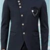 Navy Blue Terry Rayon Bandhgala Jacket