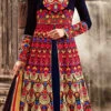 Navy Blue Velvet Center Slit Anarkali Suit Wedding Wear