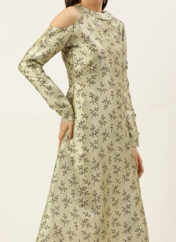 Off White Art Silk Printed Dress After Six Wear