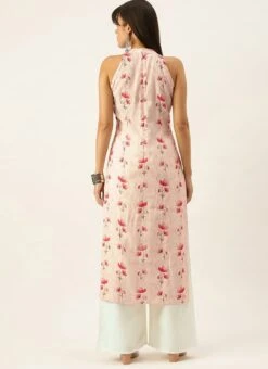 Off White Chanderi Modal Halter Neck Kurta Set After Six Wear 11 Off White Chanderi Modal Halter Neck Kurta Set After Six Wear -C Bazaar Shop Off White Chanderi Modal Halter Neck Kurta Set KSBS02111075 b