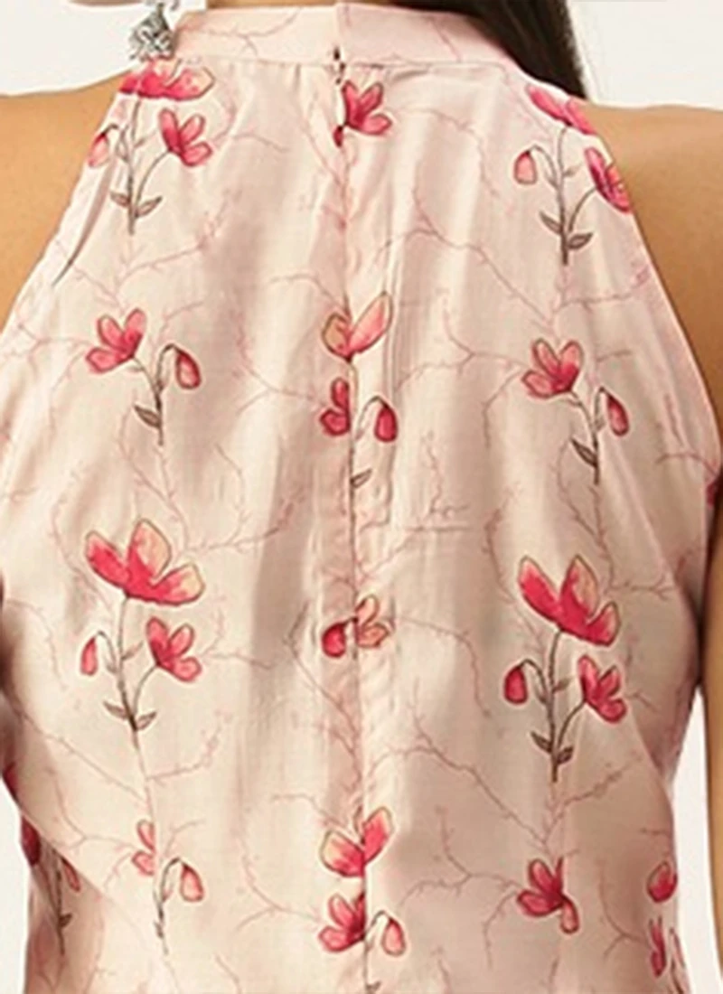 Off White Chanderi Modal Halter Neck Kurta Set After Six Wear 8 Off White Chanderi Modal Halter Neck Kurta Set After Six Wear - Image 8