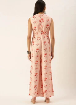 Off White Chanderi Modal Satin Collar Neck Jumpsuit After Six Wear -C Bazaar Shop Off White Chanderi Modal Satin Collar Neck Jumpsuit DRBS02111127 b