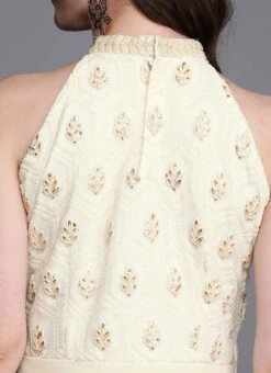 Off White Embroidered Floor Length Gown Festive Wear -C Bazaar Shop Off White Embroidered Floor Length Gown IWBS01911745 rrc2