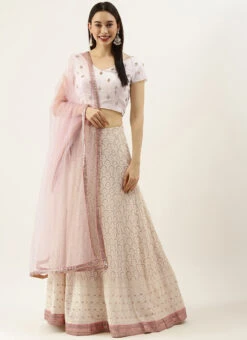 Off White Georgette Embroidered Kali Lehenga Festive Wear -C Bazaar Shop Off White Georgette Embroidered Kali Lehenga GHBS02104297 u