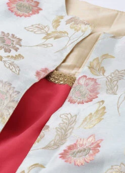 Off White Jacket Style Floor Length Gown Festive Wear -C Bazaar Shop Off White Jacket Style Floor Length Gown IWBS02001252 rrc4