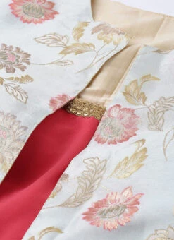 Off White Jacket Style Floor Length Gown Festive Wear -C Bazaar Shop Off White Jacket Style Floor Length Gown IWBS02001252 rrc1