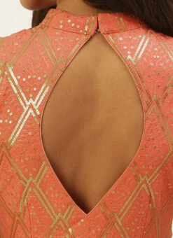 Off White N Peach Georgette Embroidered Gown Festive Wear -C Bazaar Shop Off White N Peach Georgette Embroidered Gown IWBS02206269 rrc2