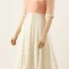 Off White N Peach Taffeta Kali Style Anarkali Suit Party Wear