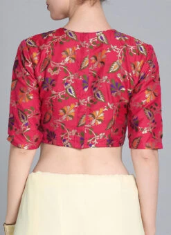 Off White N Red Pink Closed Neck Style Saree Set Festive Wear Party Wear -C Bazaar Shop Off White N Red Pink Closed Neck Style Saree Set SABS01911697 rrc2