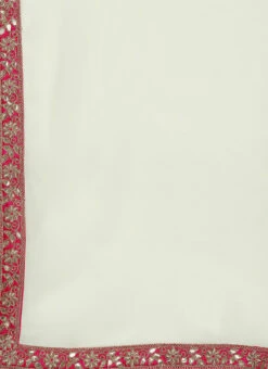 Off White N Red Pink Closed Neck Style Saree Set Festive Wear Party Wear -C Bazaar Shop Off White N Red Pink Closed Neck Style Saree Set SABS01911697 rrc4