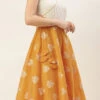 Off White N Mustard Jacquard Maxi Dress Festive Wear