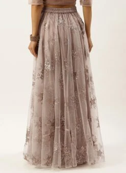 Off White Net Full Circular Skirt Party Wear -C Bazaar Shop Off White Net Full Circular Skirt WBBS02306463 b