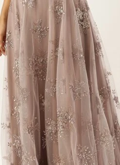 Off White Net Full Circular Skirt Party Wear