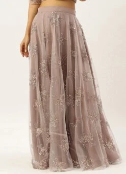 Off White Net Full Circular Skirt Party Wear -C Bazaar Shop Off White Net Full Circular Skirt WBBS02306463 u