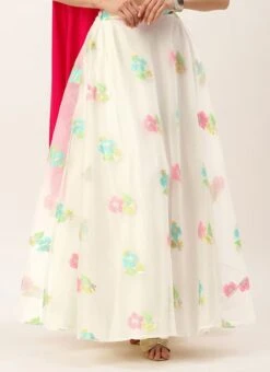 Off White Organza Jacquard Skirt Festive Wear -C Bazaar Shop Off White Organza Jacquard Skirt WBBS02306396 u