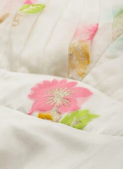 Off White Pleated Yoke Organza Dress After Six Wear -C Bazaar Shop Off White Pleated Yoke Organza Dress DRBS02110893 rrc1