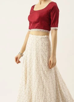 Off White Georgette Embroidered Kali Lehenga Set Party Wear