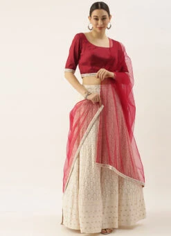 Off White Georgette Embroidered Kali Lehenga Set Party Wear -C Bazaar Shop Off white Georgette Embroidered Kali Lehenga Set GHBS02104246 u