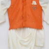 Off White Silk Cowl Kurta N Orange Jacket