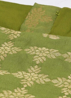 Olive Green Brocade N Yellow Layered Lehenga Set Festive Wear -C Bazaar Shop Olive Green Brocade N Yellow Layered Lehenga Set GHBS02012721 rrc1