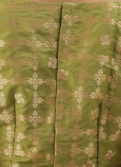 Olive Green Brocade N Yellow Layered Lehenga Set Festive Wear -C Bazaar Shop Olive Green Brocade N Yellow Layered Lehenga Set GHBS02012721 rrc2