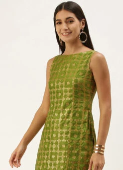 Olive Green Brocade Top Festive Wear -C Bazaar Shop Olive Green Brocade Top KRBS02307709 b