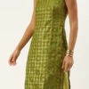 Olive Green Brocade Top Festive Wear