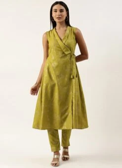 Olive Green Rayon Foil Print Kurta Set After Six Wear Festive Wear 10 Olive Green Rayon Foil Print Kurta Set After Six Wear Festive Wear -C Bazaar Shop Olive Green Rayon Foil Print Kurta Set KSBS02211256 u