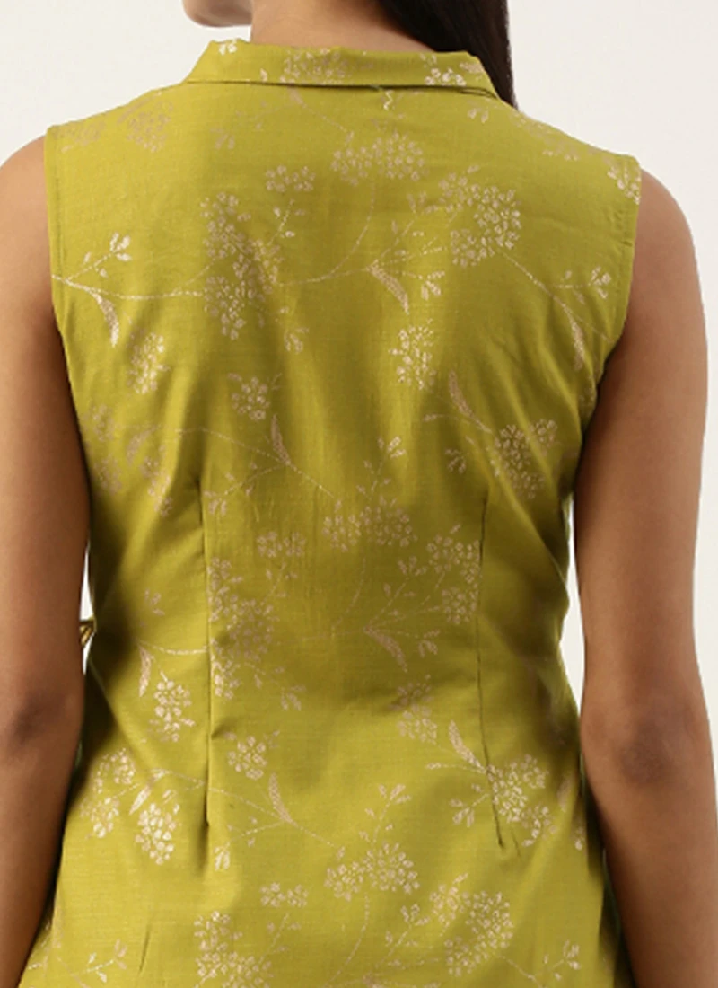 Olive Green Rayon Foil Print Kurta Set After Six Wear Festive Wear 6 Olive Green Rayon Foil Print Kurta Set After Six Wear Festive Wear - Image 6