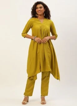 Olive Green Rayon Kurti Set Work Wear Festive Wear 10 Olive Green Rayon Kurti Set Work Wear Festive Wear -C Bazaar Shop Olive Green Rayon Kurti Set KSBS02209801 u