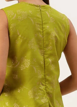 Olive Green Rayon Print Dress After Six Wear 13 Olive Green Rayon Print Dress After Six Wear -C Bazaar Shop Olive Green Rayon Print Dress DRBS02212506 rrc2