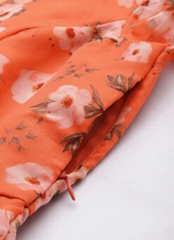 Orange Digital Printed Organza Dress After Six Wear -C Bazaar Shop Orange Digital Printed Organza Dress DRBS02303873 rrc3