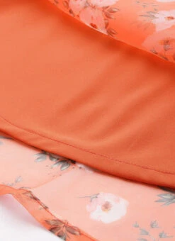 Orange Digital Printed Organza Dress After Six Wear -C Bazaar Shop Orange Digital Printed Organza Dress DRBS02303873 rrc4