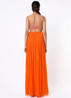 Orange Georgette Embroidered Anarkali Suit Wedding Wear -C Bazaar Shop Orange Georgette Embroidered Anarkali Suit SLDVC154 b