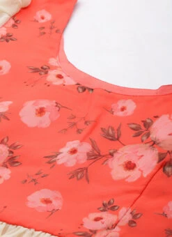 Orange N Off White Printed Dress Festive Wear -C Bazaar Shop Orange N Off White Printed Dress DRBS02303892 rrc1