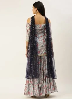 Top From Pale Blue Lily Art Silk Printed Gharara Set After Six Wear -C Bazaar Shop Pale Blue Lily Art Silk Printed Gharara Set SLBS02302281 b 1