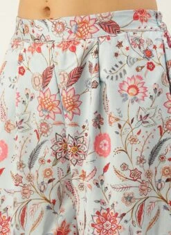 Top From Pale Blue Lily Art Silk Printed Gharara Set After Six Wear -C Bazaar Shop Pale Blue Lily Art Silk Printed Gharara Set SLBS02302281 rrc3 1