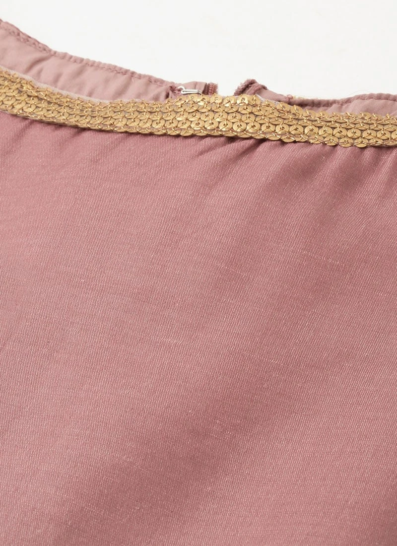 Pale Mauve Satin Boat Neck N Straight Pant Suit Festive Wear 5 Pale Mauve Satin Boat Neck N Straight Pant Suit Festive Wear - Image 5