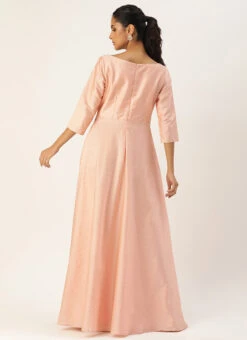 Peach Art Silk Anarkali Gown Festive Wear -C Bazaar Shop Peach Art Silk Anarkali Gown IWBS02306370 b