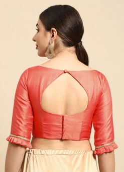 Peach Art Silk Blouse Festive Wear 11 Peach Art Silk Blouse Festive Wear -C Bazaar Shop Peach Art Silk Blouse BLBS02304991 b