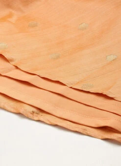 Peach Art Silk Jacquard Pleated Yoke Gown Wedding Wear 15 Peach Art Silk Jacquard Pleated Yoke Gown Wedding Wear -C Bazaar Shop Peach Art Silk Jacquard Pleated Yoke Gown IWBS02212540 rrc4