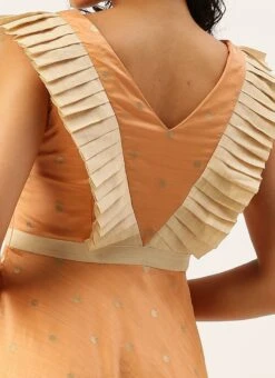 Peach Art Silk Jacquard Ruffled Dress Festive Wear 13 Peach Art Silk Jacquard Ruffled Dress Festive Wear -C Bazaar Shop Peach Art Silk Jacquard Ruffled Dress DRBS02211144 rrc2