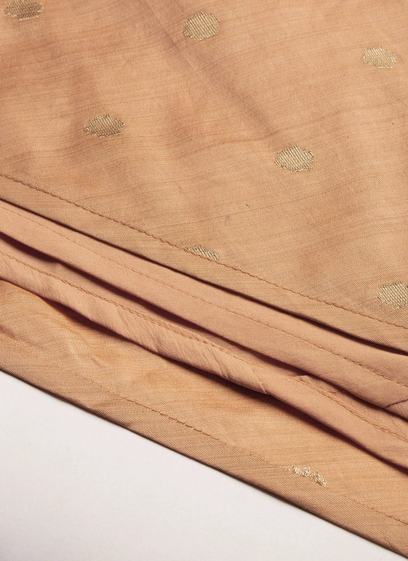 Peach Art Silk Jacquard Ruffled Dress Festive Wear 8 Peach Art Silk Jacquard Ruffled Dress Festive Wear - Image 8