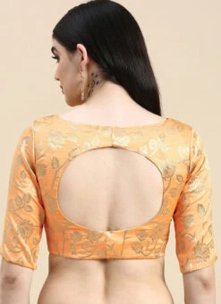 Peach Brocade Blouse Festive Wear Wedding Wear -C Bazaar Shop Peach Brocade Blouse BLBS02210831 b