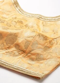 Peach Brocade Half Sleeve Blouse Festive Wear Wedding Wear -C Bazaar Shop Peach Brocade Half Sleeve Blouse BLBS02210826 rrc1