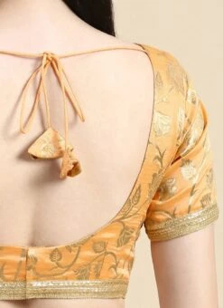 Peach Brocade Half Sleeve Blouse Festive Wear Wedding Wear -C Bazaar Shop Peach Brocade Half Sleeve Blouse BLBS02210826 rrc4