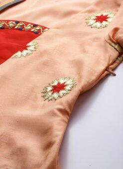 Peach Embroidered Chinon Kurta Set Festive Wear 12 Peach Embroidered Chinon Kurta Set Festive Wear -C Bazaar Shop Peach Embroidered Chinon Kurta Set KSBS01911717 rrc1